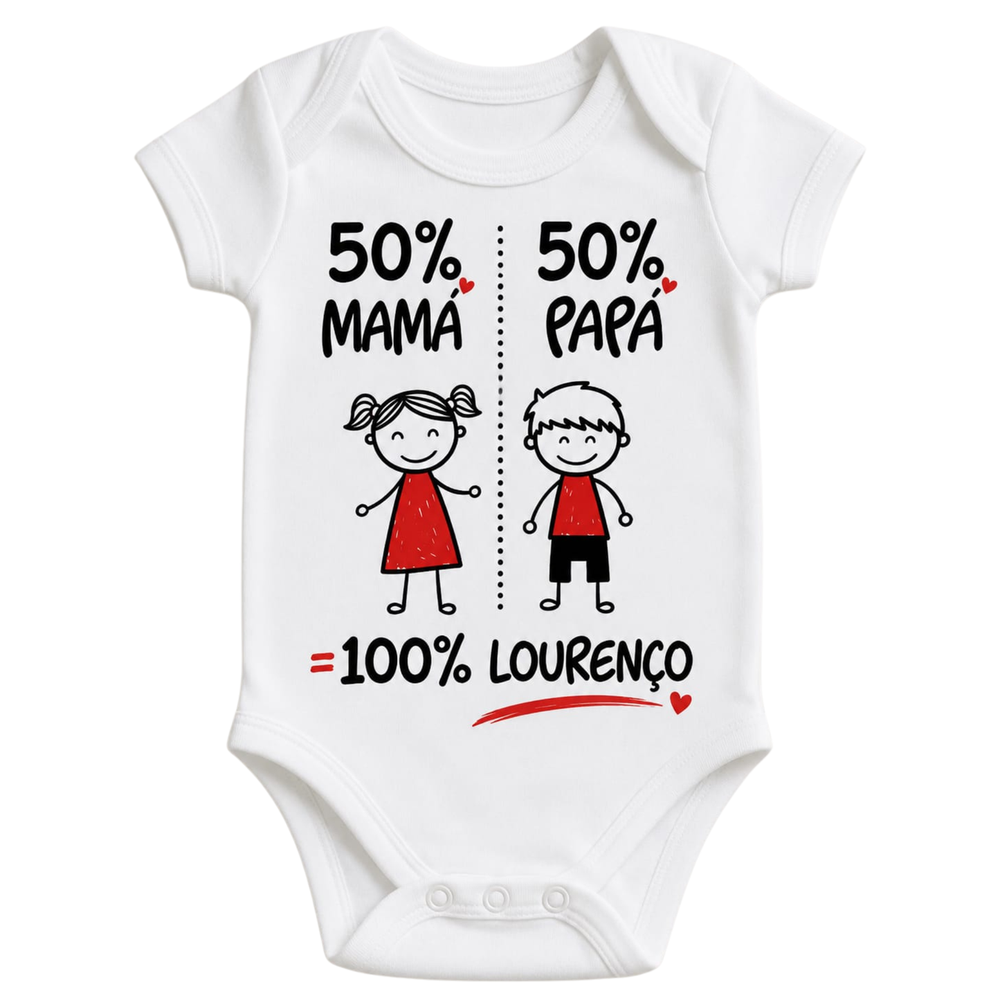 Body bebé com Design ''50%papá 50%mama''