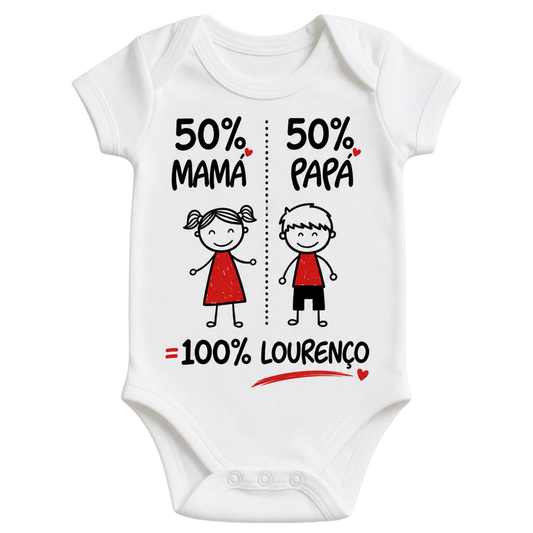 Body bebé com Design ''50%papá 50%mama''